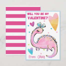 Niedliche Dinosaurier Valentine Karte für Kinder S