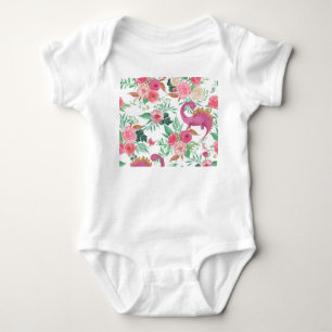 Niedliche Dinosaurier Vintages Blumenmuster Baby Strampler