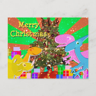 Niedliche Dinosaurier von der Weihnachtsbaum-Postk Feiertagspostkarte
