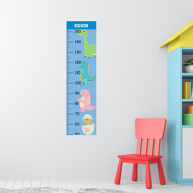 Niedliche Dinosaurier-Wachstumstabelle Poster (Kinderzimmer 1)