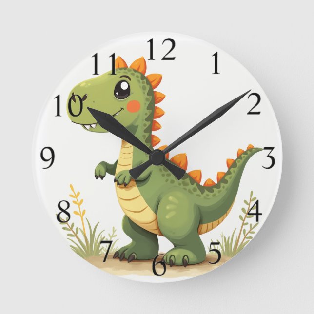 niedliche Dinosaurier-Wanduhr Runde Wanduhr (Vorderseite)
