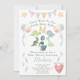 Niedliche Dinosaurier Wasserfarbe Kinderdusche Einladung