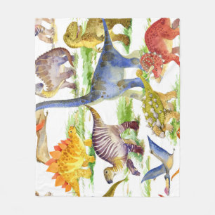 Niedliche Dinosaurier Wasserfarbe Nahtlose Kunst Fleecedecke