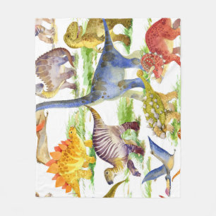 Niedliche Dinosaurier Wasserfarbe Nahtlose Kunst Fleecedecke