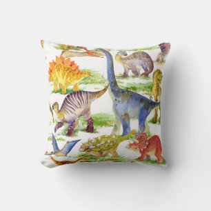 Niedliche Dinosaurier Wasserfarbe Nahtlose Kunst Kissen