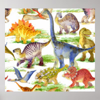 Niedliche Dinosaurier Wasserfarbe Nahtlose Kunst