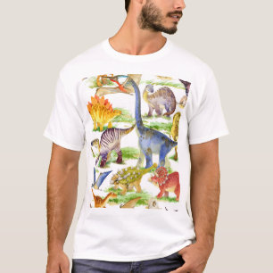 Niedliche Dinosaurier Wasserfarbe Nahtlose Kunst T-Shirt