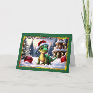 Niedliche Dinosaurier Weihnachtskarte Karte