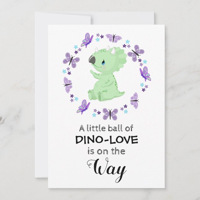 *~* Niedliche Dinosuar Butterfly Star Dusche Einla Einladung (Vorderseite)