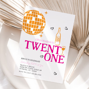 Niedliche Diskothek Ball Wein 21. Geburtstag Party Einladung