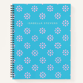 Niedliche Ditsy-Blume in Türkisblau Personalisiert Notizbuch