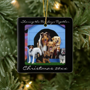 Niedliche Dog Pack Familie Haustiere Personalisier Keramikornament