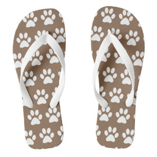 Niedliche Dog Paw druckt Fun-Muster Modernes, brau Flip Flops