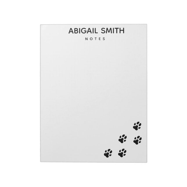 Niedliche Dog Paw Prints - Personalisierter Notepa Notizblock (Rotiert)
