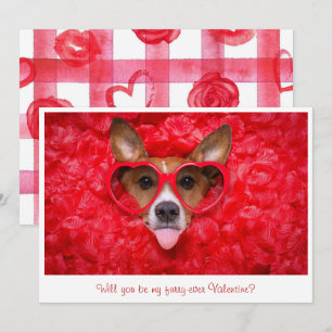 Niedliche Dog Sonnenbrille Red Watercolor Valentin Mitteilungskarte