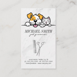 Niedliche Doggy und Kitty   Groomer Tools Visitenkarte