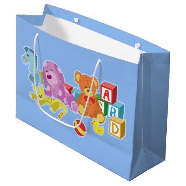 Niedliche Dolls (blau) Große Geschenktüte (Vorderseite Schrägansicht)
