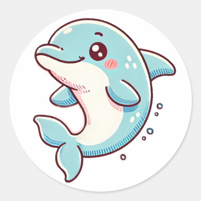 Niedliche Dolphin-Aufkleber - Playful und Ocean In Runder Aufkleber (Vorderseite)
