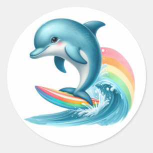 Niedliche Dolphin-Aufkleber Runder Aufkleber