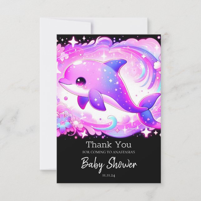Niedliche Dolphin-Babydusche Dankeskarte (Vorderseite)
