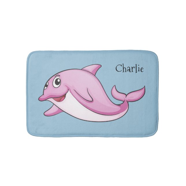 Niedliche Dolphin individuelle Name Badematte (Vorderseite)