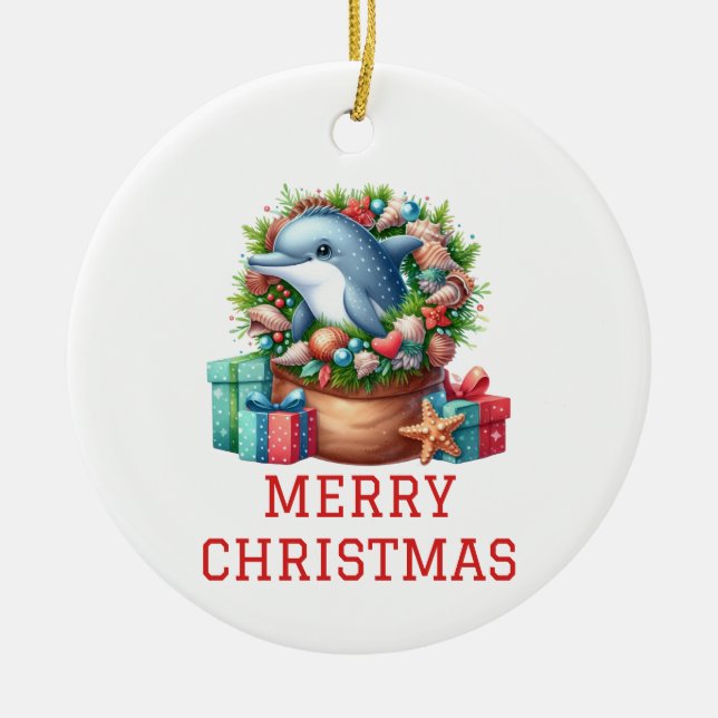 Niedliche Dolphin Keramik Ornament (Vorne)