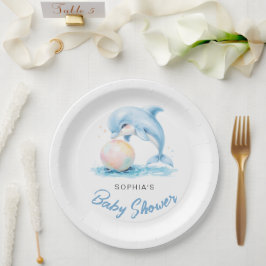 Niedliche Dolphin Minimalistische Babydusche Pappteller