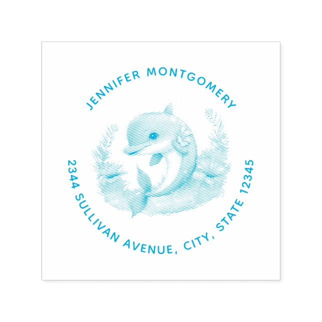 Niedliche Dolphin Sea-Creative-Adresse Permastempel (Design)