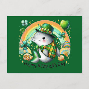 Niedliche Dolphin St Patrick's Day Kinder Feiertagspostkarte