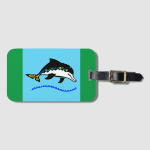 Niedliche DOLPHIN-Wildlife - Blue & Green Gepäckan Gepäckanhänger