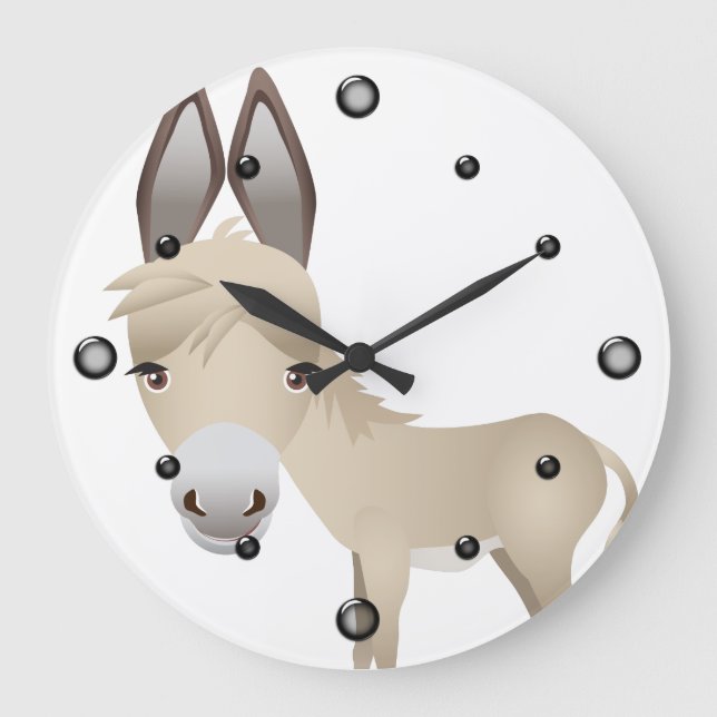 Niedliche Donkey-Wall-Uhr Große Wanduhr (Vorderseite)