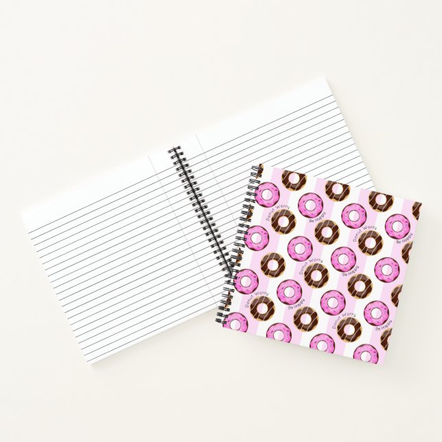 Niedliche Donut Besorgnis über glückliche Fun Food Notizbuch (Innenseite)