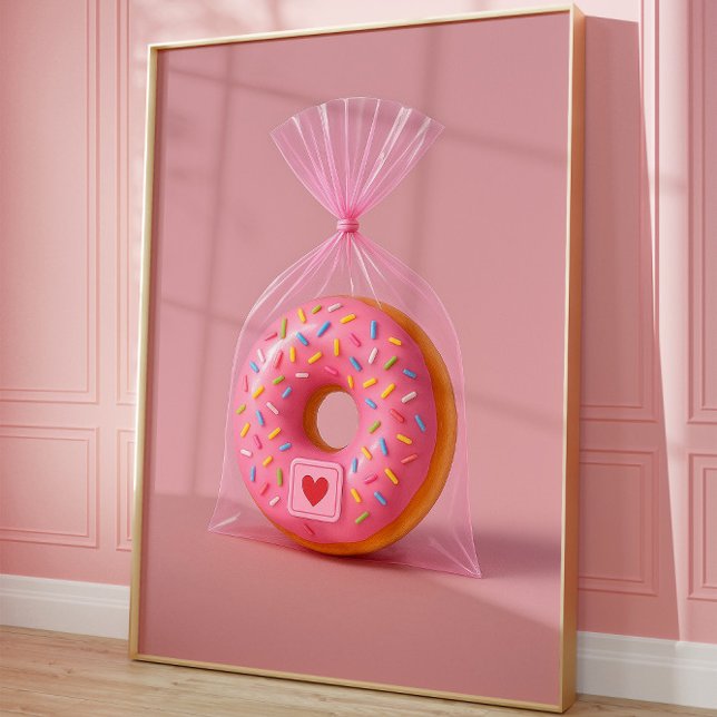 Niedliche Donut Wall Art, rosa ästhetische Küche Poster (Donuts Lover)