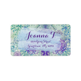 Niedliche Doodle-Blume auf einem rustikalen Holz Adressaufkleber