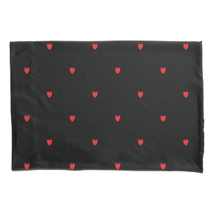 Niedliche Doodle Herzmuster rote schwarze Farbe Kissenbezug