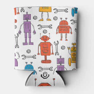 Niedliche Doodle Roboter Cartoon Muster Dosenkühler