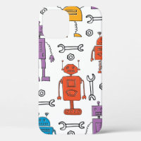 Niedliche Doodle-Roboter. Nahtloses Muster. Cartoo