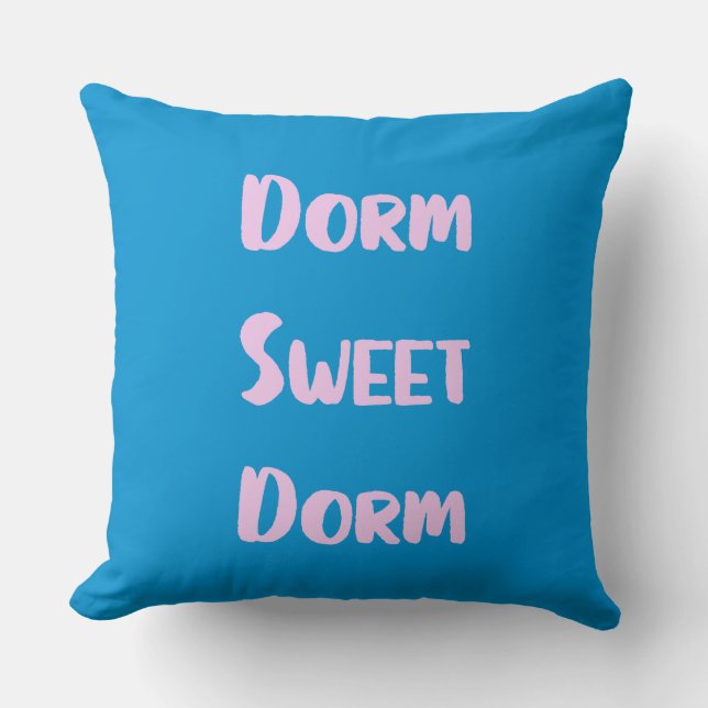 Niedliche Dorm Sweet Dorm in Blau und Rosa Kissen (Vorderseite)
