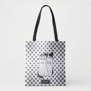 Niedliche Dotty Katzen in Liebe Personalisiert Tasche