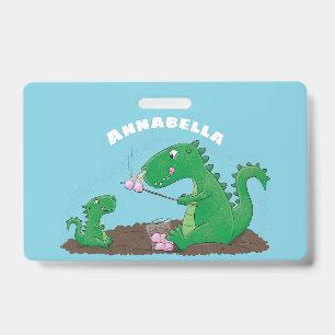 Niedliche Drachen braten Marshmallows Cartoon Ausweis