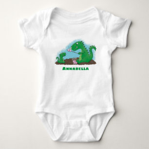Niedliche Drachen braten Marshmallows Cartoon Baby Strampler