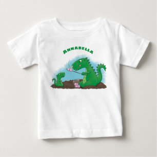 Niedliche Drachen braten Marshmallows Cartoon Baby T-shirt