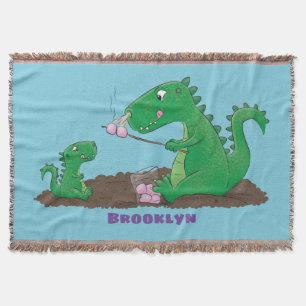 Niedliche Drachen braten Marshmallows Cartoon Decke