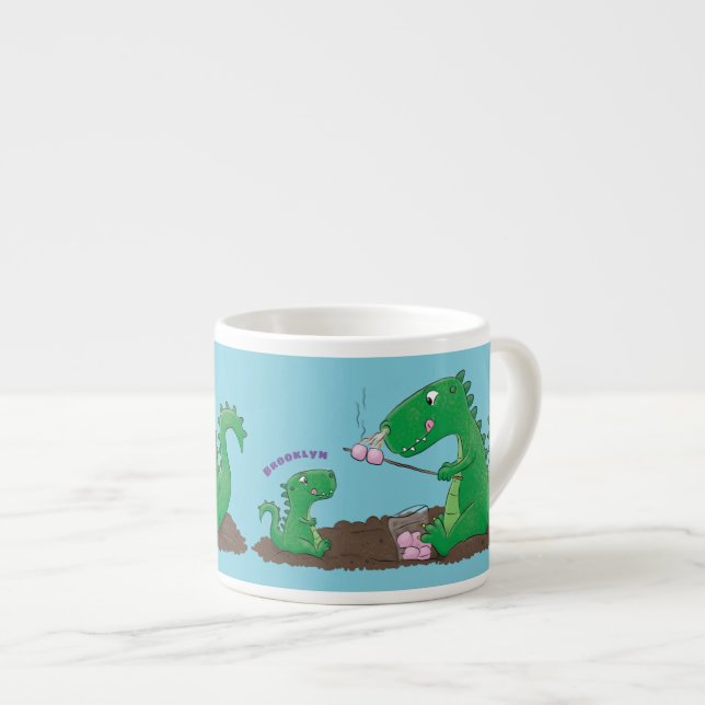 Niedliche Drachen braten Marshmallows Cartoon Espressotasse (Vorderseite Rechts)