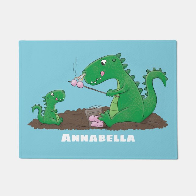 Niedliche Drachen braten Marshmallows Cartoon Fußmatte (Vorderseite)