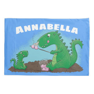 Niedliche Drachen braten Marshmallows Cartoon Kissenbezug