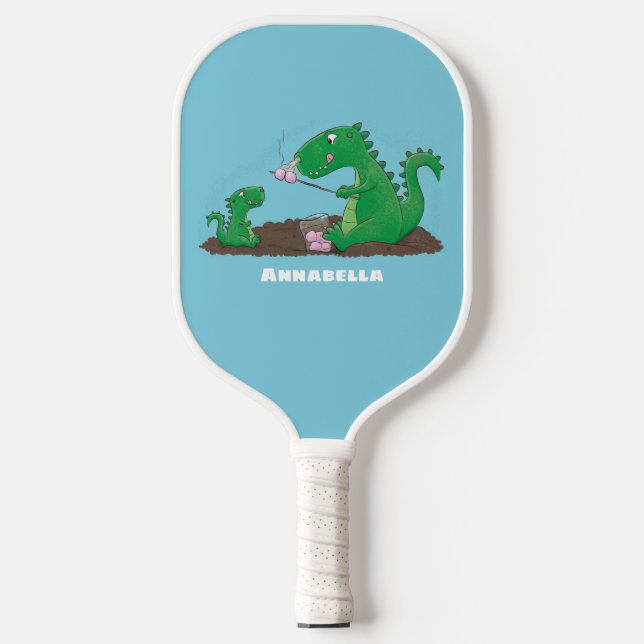 Niedliche Drachen braten Marshmallows Cartoon Pickleball Schläger (Vorderseite)