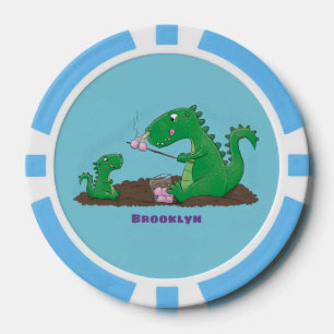 Niedliche Drachen braten Marshmallows Cartoon Pokerchips