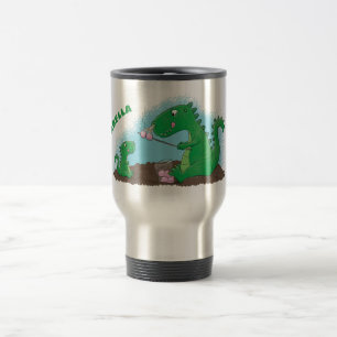 Niedliche Drachen braten Marshmallows Cartoon Reisebecher