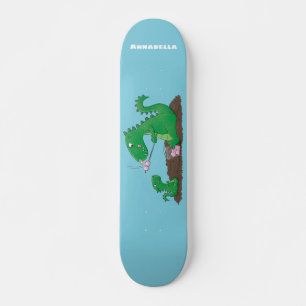 Niedliche Drachen braten Marshmallows Cartoon Skateboard